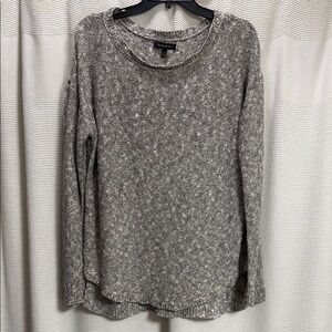 Banana Republic Linen blend Grey/white Heathered open Knit Sweater SZ M summer